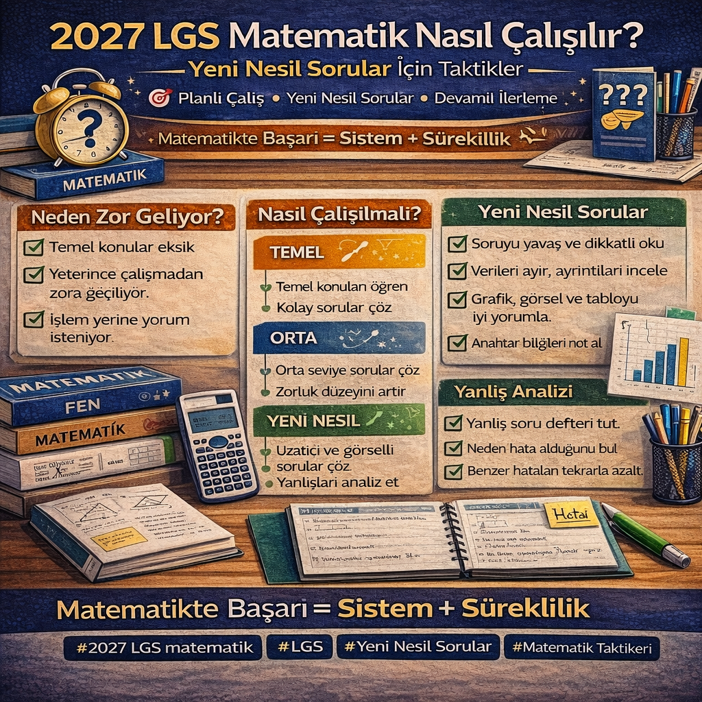 2027 LGS Matematik Nasıl Çalışılır? Yeni Nesil Sorular İçin Taktikler kapak görseli