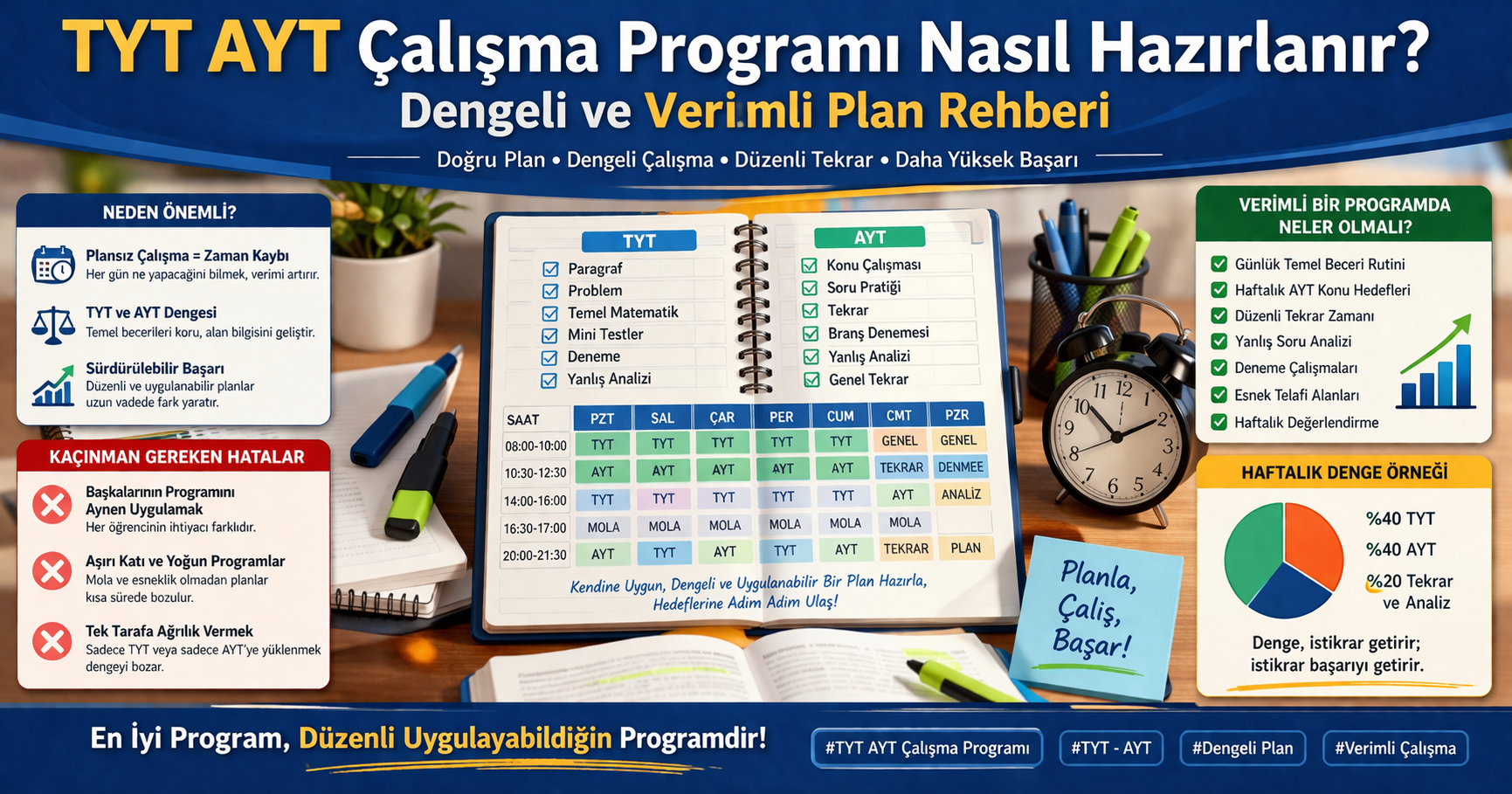 TYT AYT Çalışma Programı Nasıl Hazırlanır? Dengeli ve Verimli Plan Rehberi kapak görseli