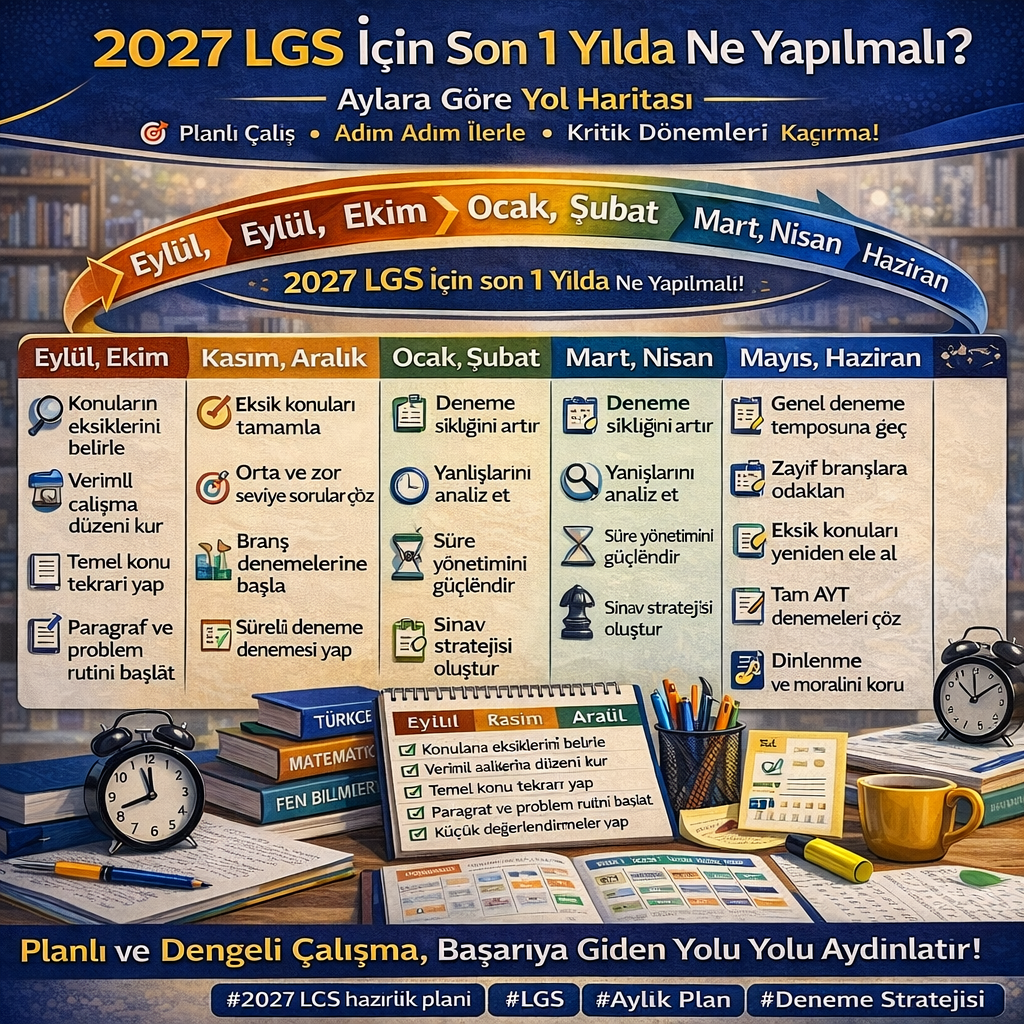2027 LGS İçin Son 1 Yılda Ne Yapılmalı? Aylara Göre Yol Haritası kapak görseli