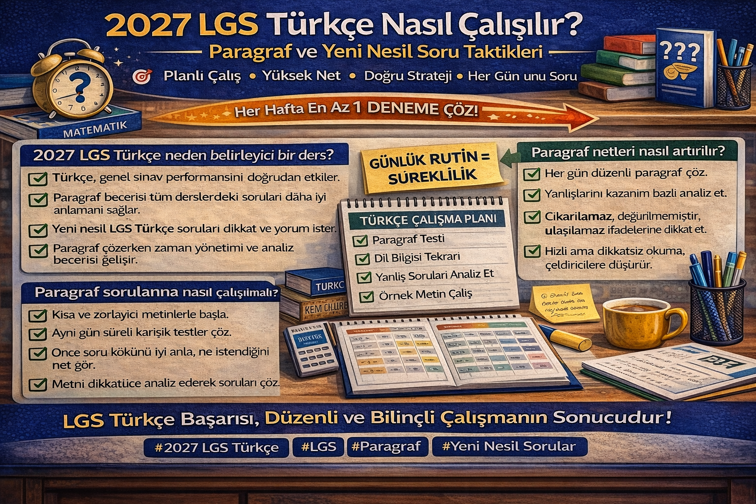 2027 LGS Türkçe Nasıl Çalışılır? Paragraf ve Yeni Nesil Soru Taktikleri kapak görseli